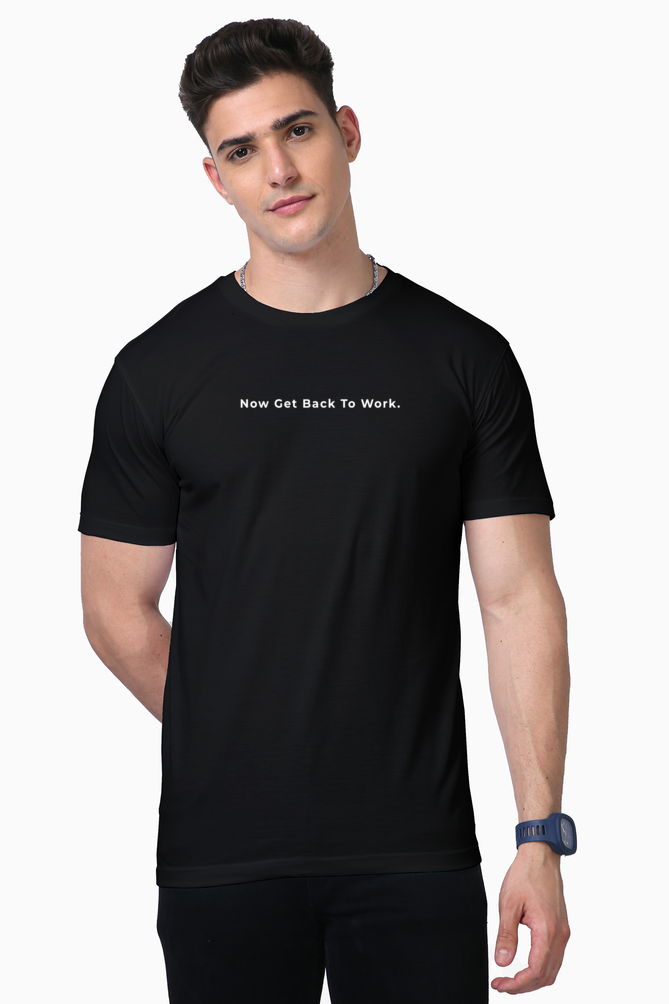 Now Get Back To Work oversized t-shirt front pocket print — premium drop-shoulder unisex tee | StyleUp.Today