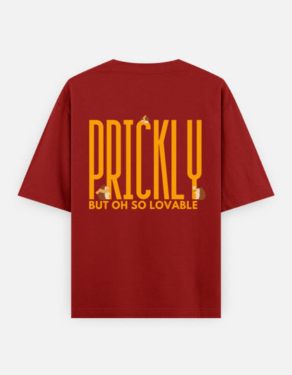 Prickly But Lovable oversized t-shirt back design — Prickly But Oh So Lovable — Red unisex cotton tee | StyleUp.Today