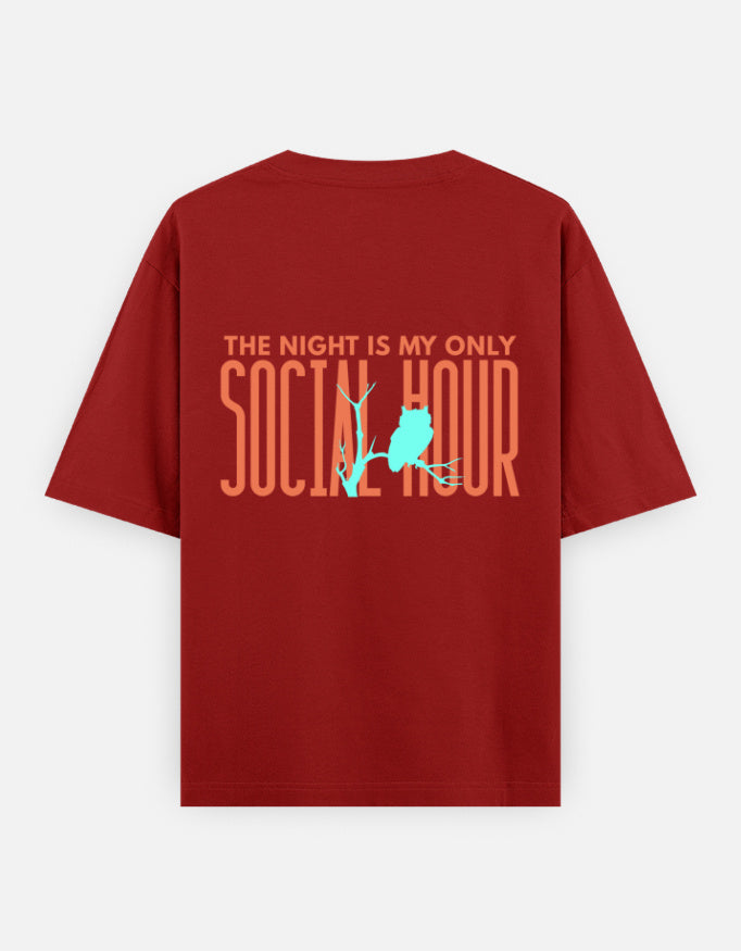 Red – Owl Spirit Animal Oversized Tee