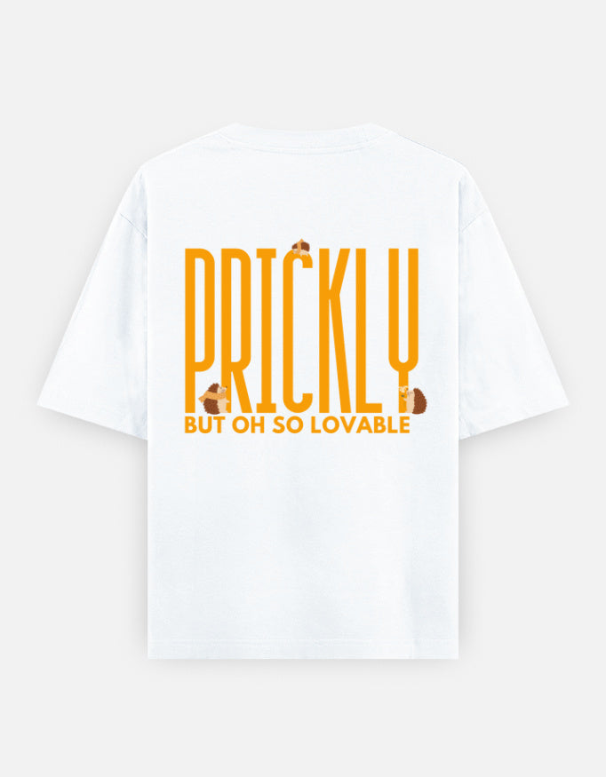 Prickly But Lovable oversized t-shirt back design — Prickly But Oh So Lovable — White unisex cotton tee | StyleUp.Today