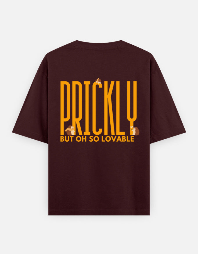 Prickly But Lovable oversized t-shirt back design — Prickly But Oh So Lovable — Maroon unisex cotton tee | StyleUp.Today