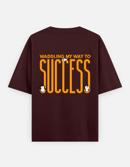 Waddling To Success oversized t-shirt back design — Waddling My Way To Success — Maroon unisex cotton tee | StyleUp.Today