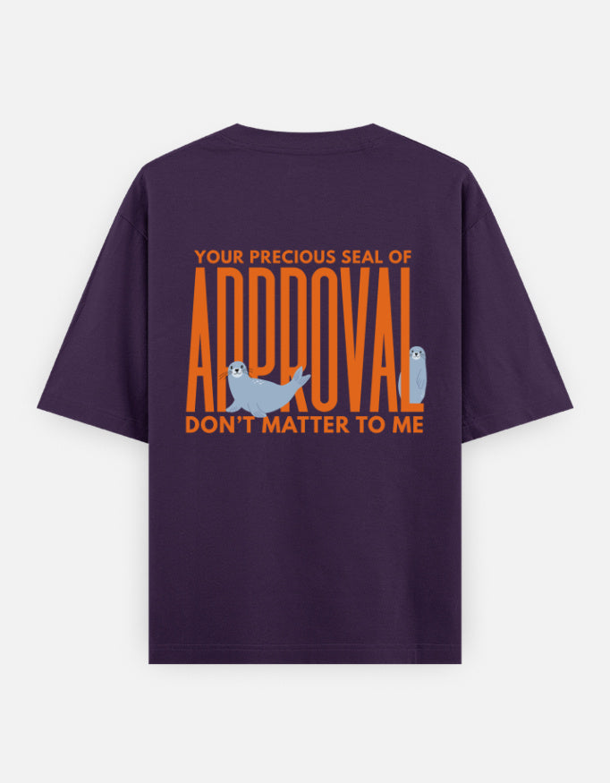 Seal Of Approval oversized t-shirt back design — Seal Of Approval — Purple unisex cotton tee | StyleUp.Today