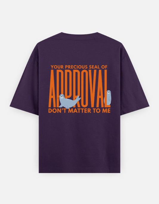 Seal Of Approval oversized t-shirt back design — Seal Of Approval — Purple unisex cotton tee | StyleUp.Today