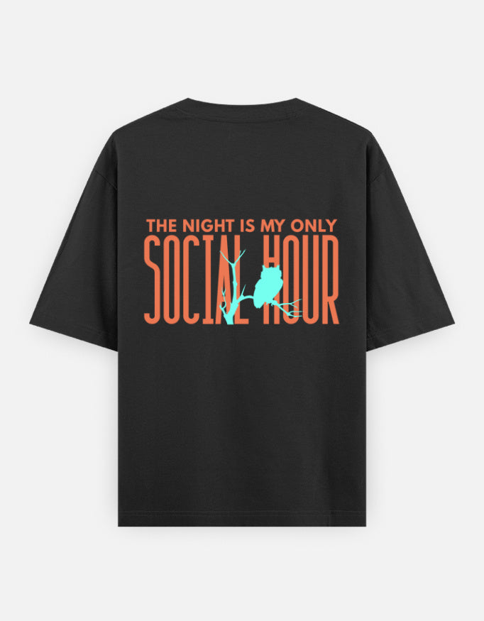 Black – Owl Spirit Animal Oversized Tee
