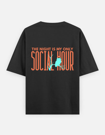 Black – Owl Spirit Animal Oversized Tee