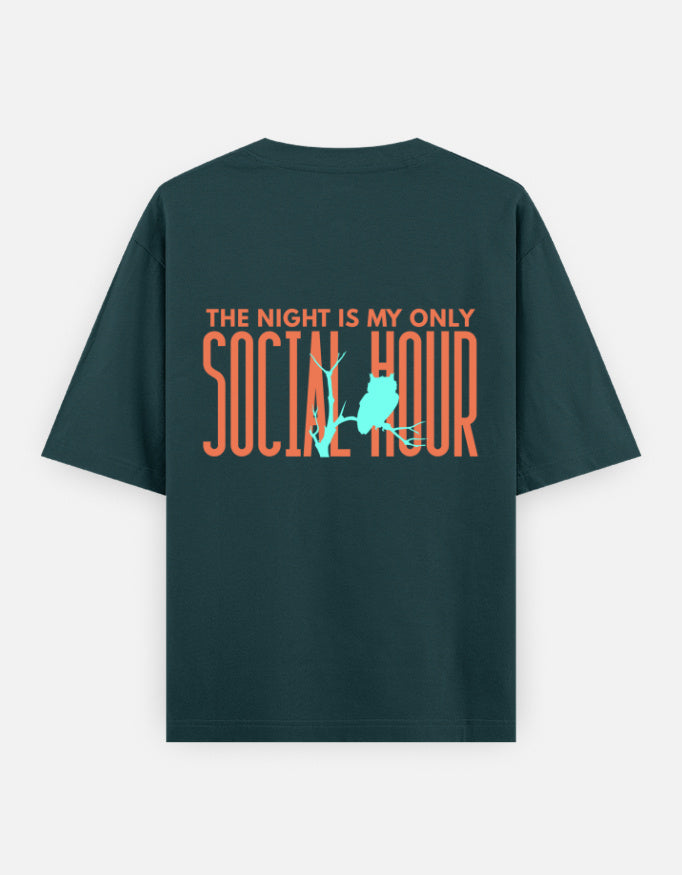 Petrol Blue – Owl Spirit Animal Oversized Tee