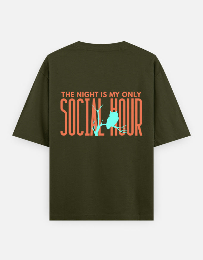 Olive Green – Owl Spirit Animal Oversized Tee