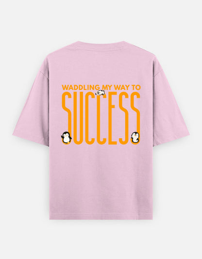 Waddling To Success oversized t-shirt back design — Waddling My Way To Success — Light Baby Pink unisex cotton tee | StyleUp.Today