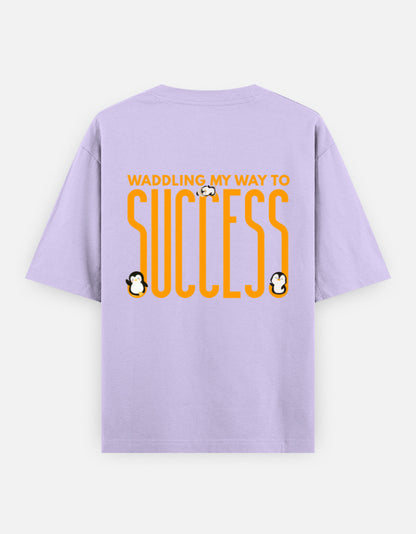 Waddling To Success oversized t-shirt back design — Waddling My Way To Success — Lavender unisex cotton tee | StyleUp.Today