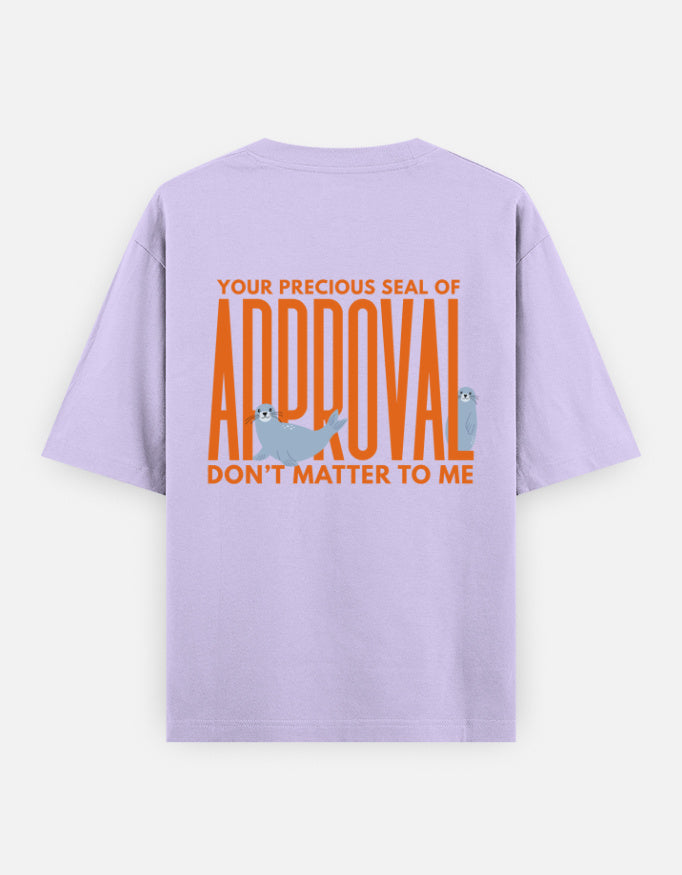 Seal Of Approval oversized t-shirt back design — Seal Of Approval — Lavender unisex cotton tee | StyleUp.Today