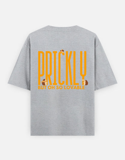 Prickly But Lovable oversized t-shirt back design — Prickly But Oh So Lovable — Grey Melange unisex cotton tee | StyleUp.Today