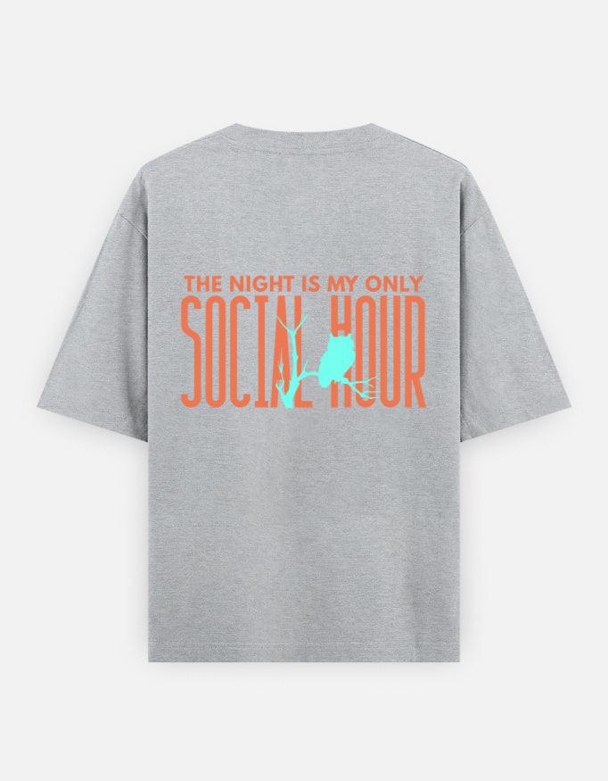 Grey Melange – Owl Spirit Animal Oversized Tee