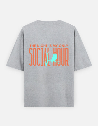 Grey Melange – Owl Spirit Animal Oversized Tee