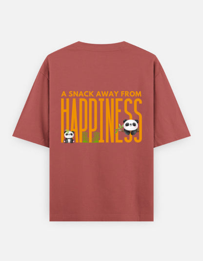 Snack Away oversized t-shirt back design — A Snack Away From Happiness — Coral unisex cotton tee | StyleUp.Today