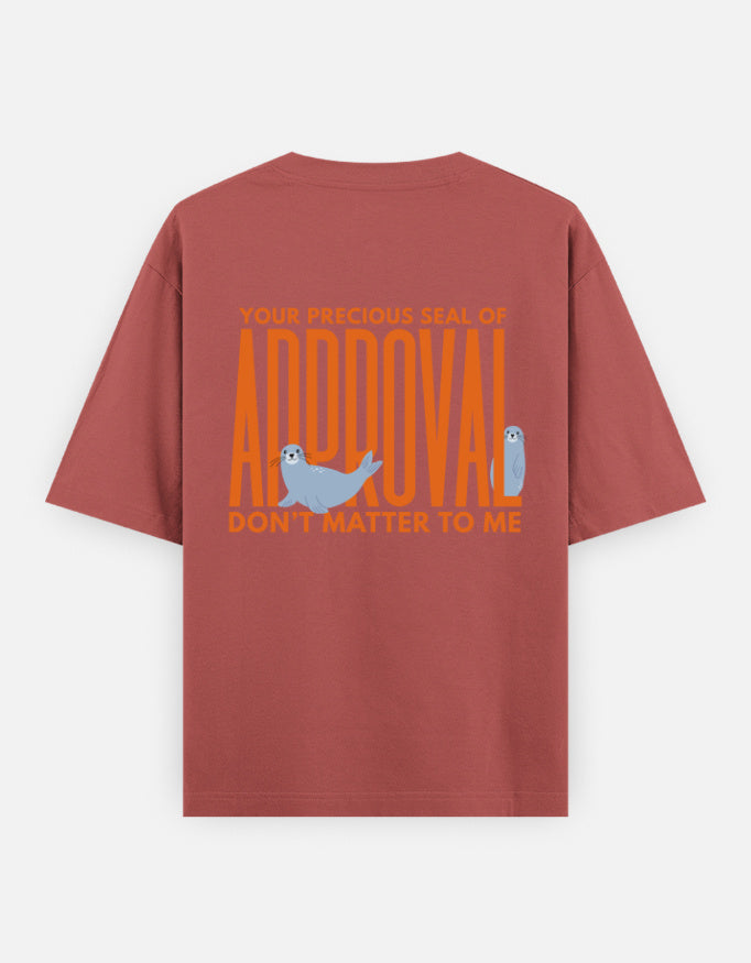 Seal Of Approval oversized t-shirt back design — Seal Of Approval — Coral unisex cotton tee | StyleUp.Today