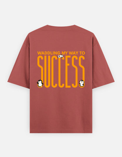 Waddling To Success oversized t-shirt back design — Waddling My Way To Success — Coral unisex cotton tee | StyleUp.Today