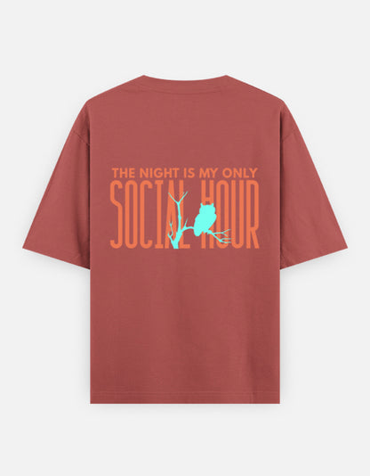Coral – Owl Spirit Animal Oversized Tee
