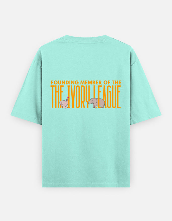 Ivory League oversized t-shirt back design — Founding Member of The Ivory League — Mint unisex cotton tee | StyleUp.Today