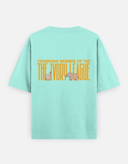 Ivory League oversized t-shirt back design — Founding Member of The Ivory League — Mint unisex cotton tee | StyleUp.Today