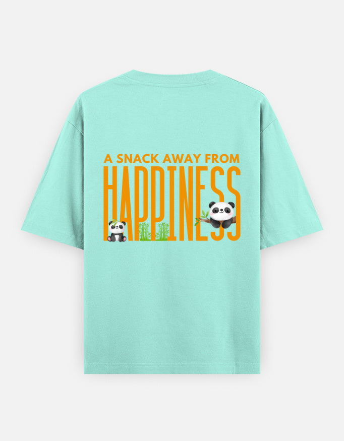 Snack Away oversized t-shirt back design — A Snack Away From Happiness — Mint unisex cotton tee | StyleUp.Today