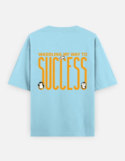 Waddling To Success oversized t-shirt back design — Waddling My Way To Success — Baby Blue unisex cotton tee | StyleUp.Today