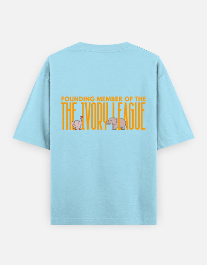 Ivory League oversized t-shirt back design — Founding Member of The Ivory League — Baby Blue unisex cotton tee | StyleUp.Today