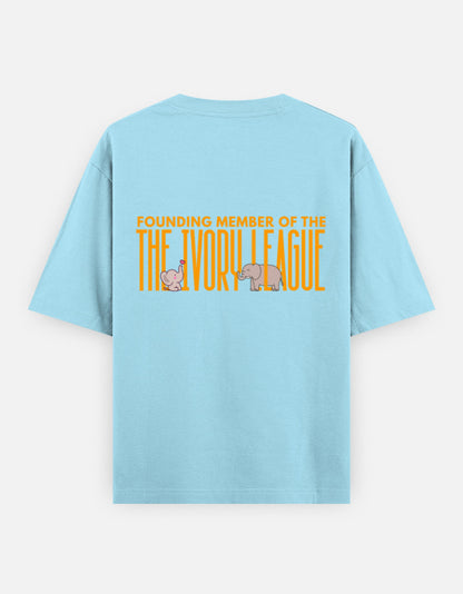 Ivory League oversized t-shirt back design — Founding Member of The Ivory League — Baby Blue unisex cotton tee | StyleUp.Today