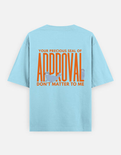 Seal Of Approval oversized t-shirt back design — Seal Of Approval — Baby Blue unisex cotton tee | StyleUp.Today