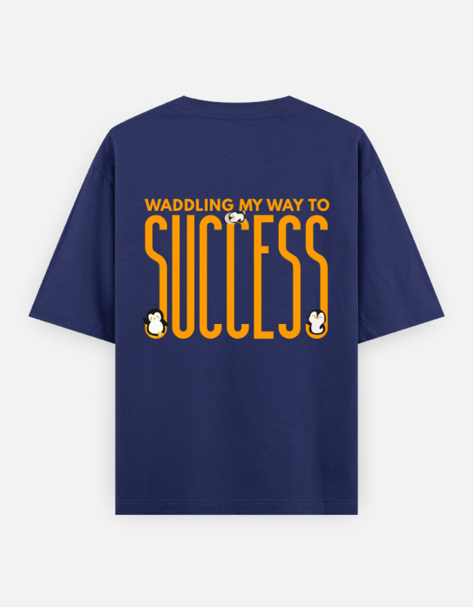 Waddling To Success oversized t-shirt back design — Waddling My Way To Success — Royal Blue unisex cotton tee | StyleUp.Today