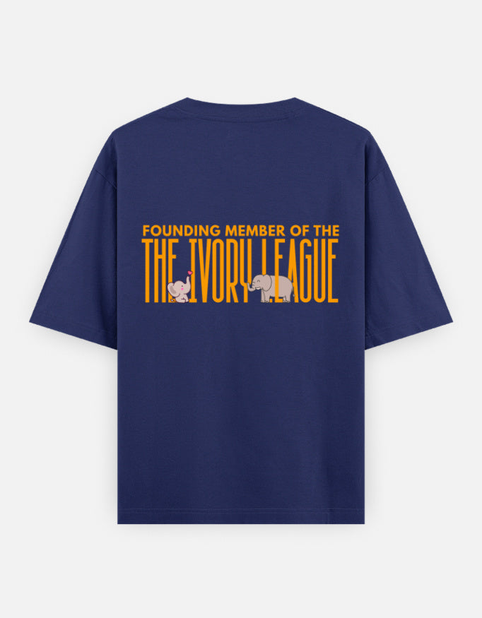 Ivory League oversized t-shirt back design — Founding Member of The Ivory League — Royal Blue unisex cotton tee | StyleUp.Today