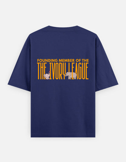 Ivory League oversized t-shirt back design — Founding Member of The Ivory League — Royal Blue unisex cotton tee | StyleUp.Today