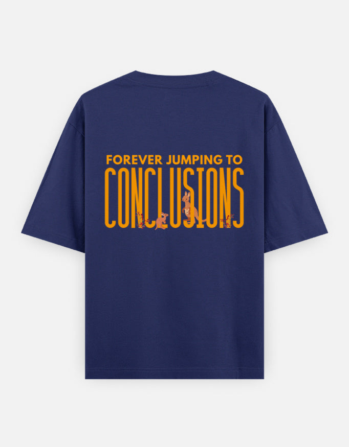 Jumping To Conclusions oversized t-shirt back design — Forever Jumping To Conclusions — Royal Blue unisex cotton tee | StyleUp.Today