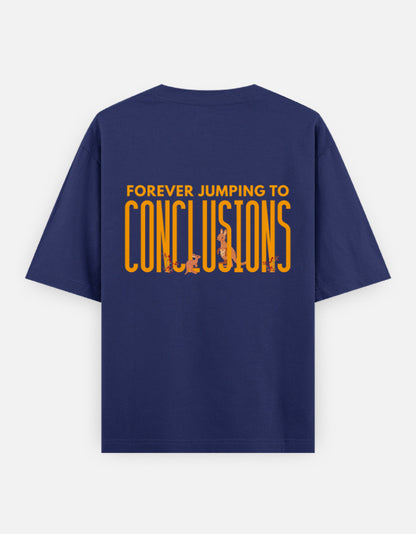 Jumping To Conclusions oversized t-shirt back design — Forever Jumping To Conclusions — Royal Blue unisex cotton tee | StyleUp.Today