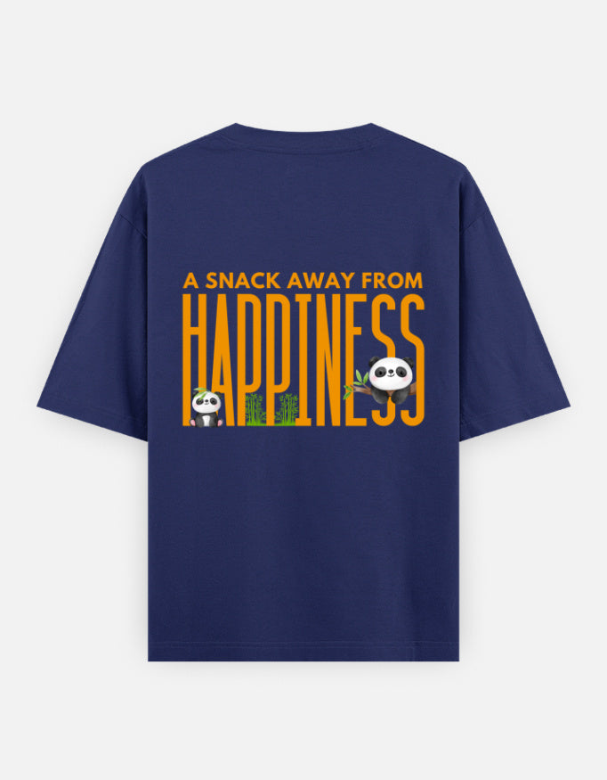 Snack Away oversized t-shirt back design — A Snack Away From Happiness — Royal Blue unisex cotton tee | StyleUp.Today