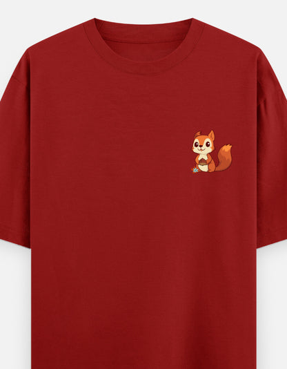 Red – Squirrel Spirit Animal Oversized Tee