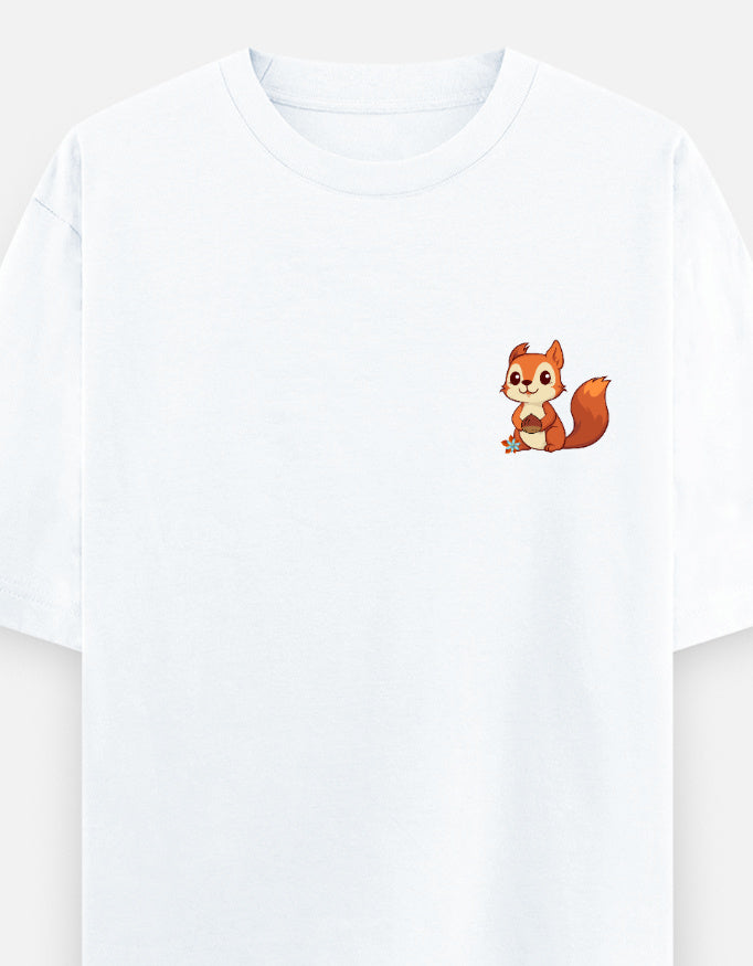 White – Squirrel Spirit Animal Oversized Tee