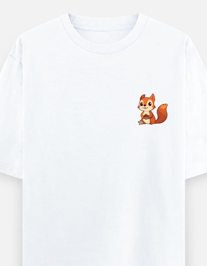 White – Squirrel Spirit Animal Oversized Tee
