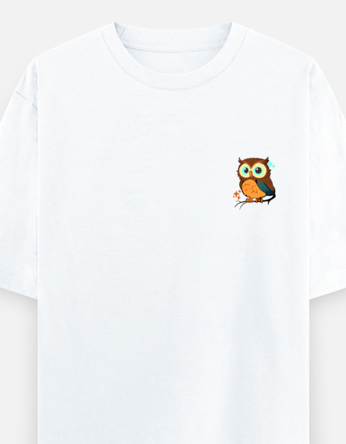 White – Owl Spirit Animal Oversized Tee