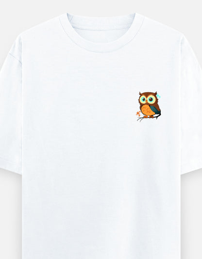 White – Owl Spirit Animal Oversized Tee