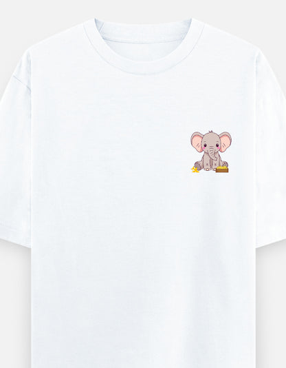 Ivory League oversized t-shirt front pocket print — White drop-shoulder unisex tee | StyleUp.Today