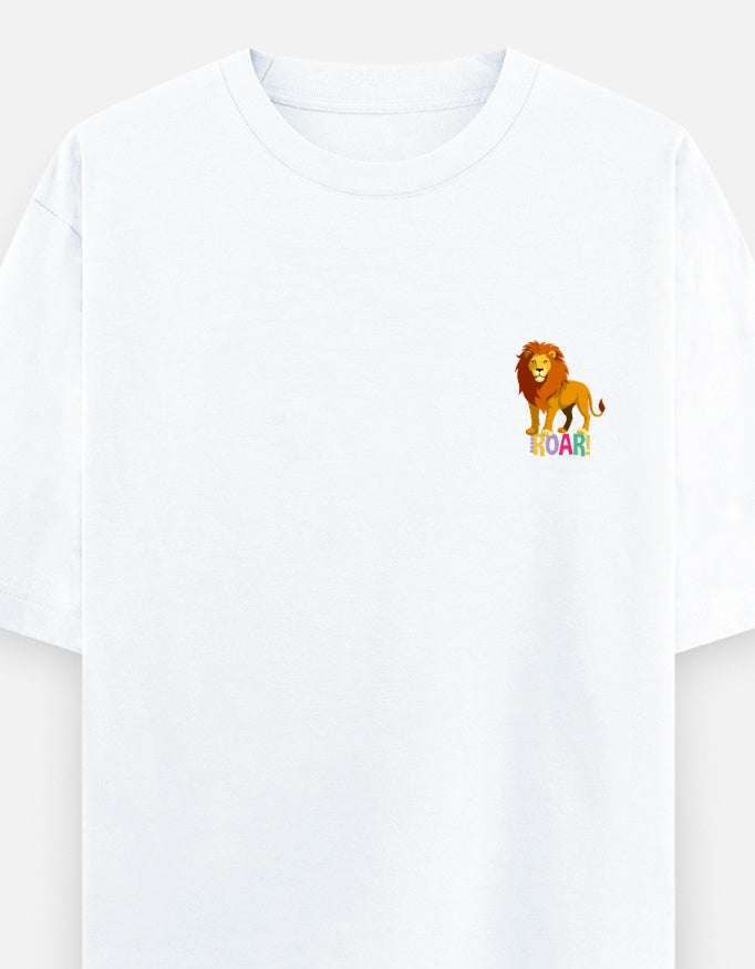 White – Lion Spirit Animal Oversized Tee