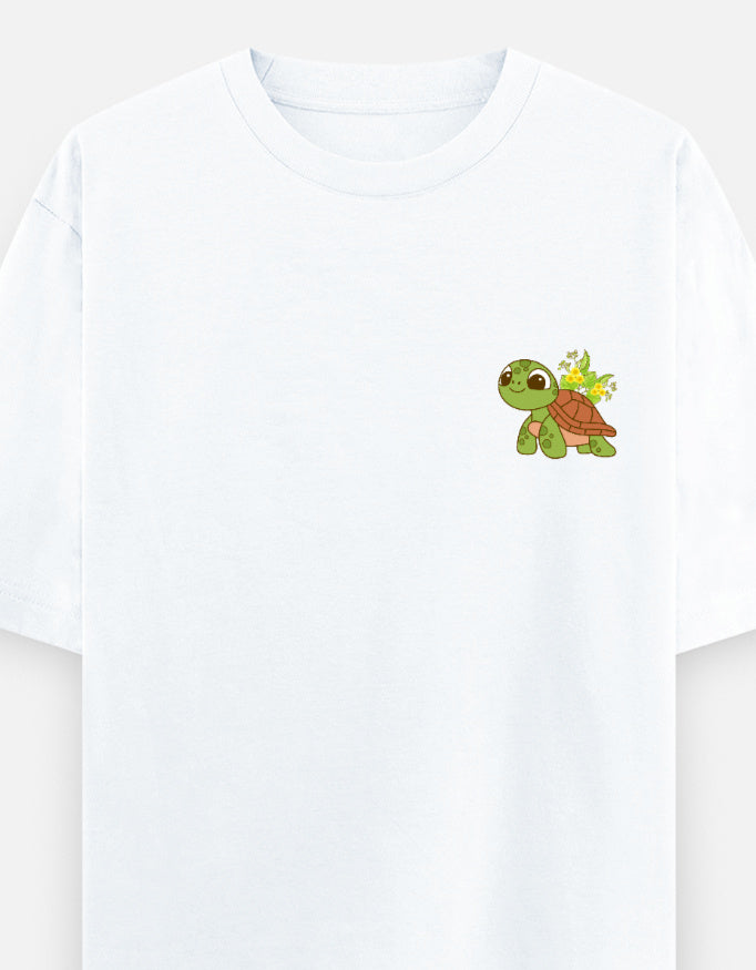 White – Tortoise Spirit Animal Oversized Tee