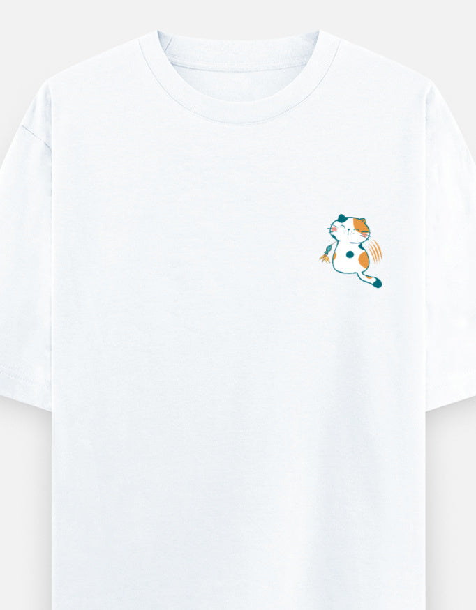 White – Cat Spirit Animal Oversized Tee