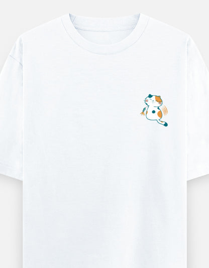 White – Cat Spirit Animal Oversized Tee