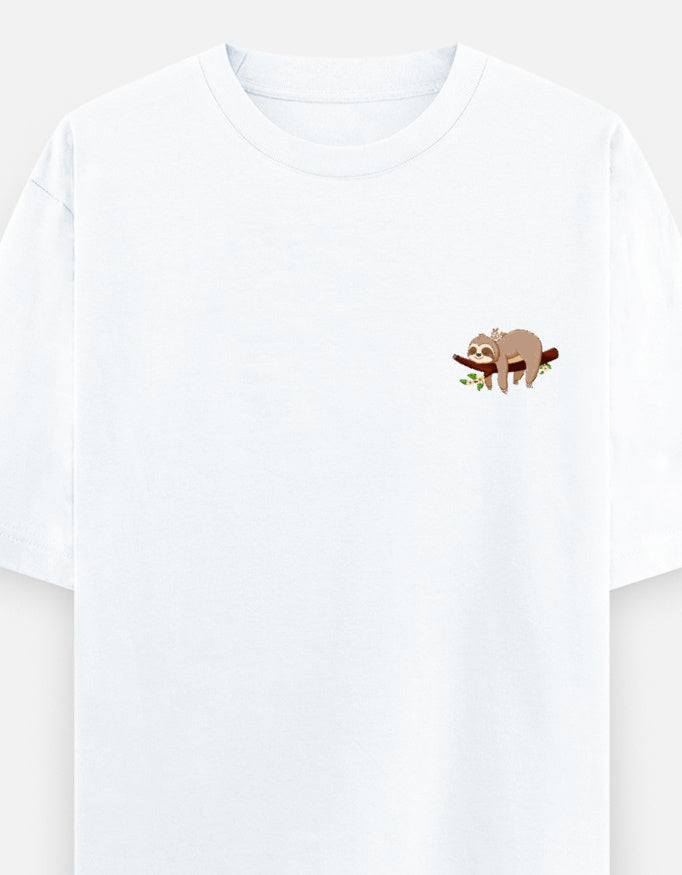 White – Sloth Spirit Animal Oversized Tee