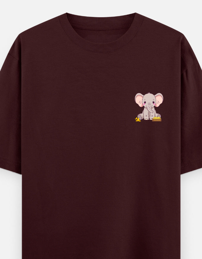 Ivory League oversized t-shirt front pocket print — Maroon drop-shoulder unisex tee | StyleUp.Today