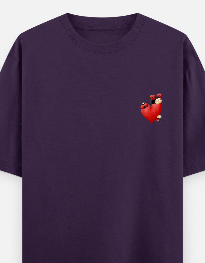 Spot On oversized t-shirt front pocket print — Purple drop-shoulder unisex tee | StyleUp.Today