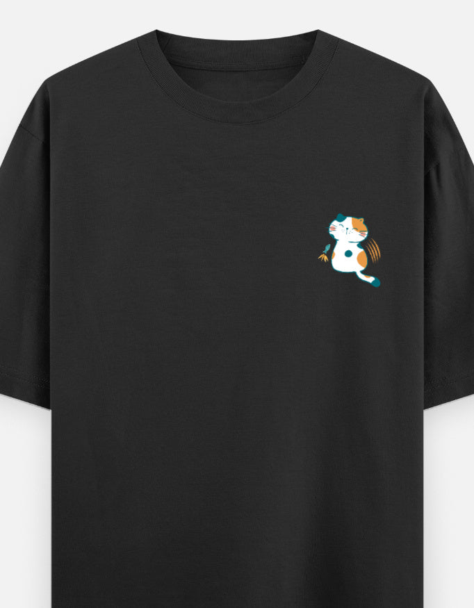 Black – Cat Spirit Animal Oversized Tee