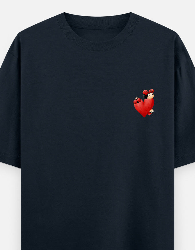 Spot On oversized t-shirt front pocket print — Navy Blue drop-shoulder unisex tee | StyleUp.Today